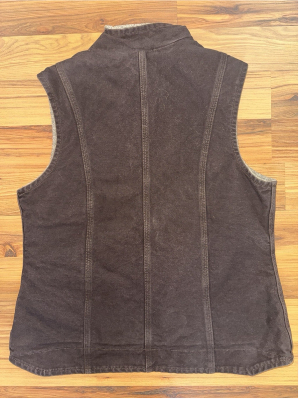 Carhartt Womens Brown Sherpa Lined Canvas Duck Vest Utility Workwear Size L - Picture 2 of 8